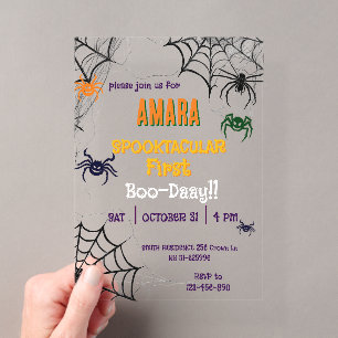 Halloween Spiders Birthday Halloween Acrylic Invitations