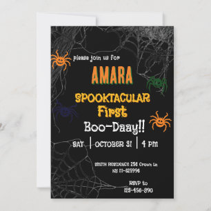 Halloween Spiders Birthday Halloween  Invitation