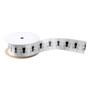 Halloween Spiders Black White  Satin Ribbon
