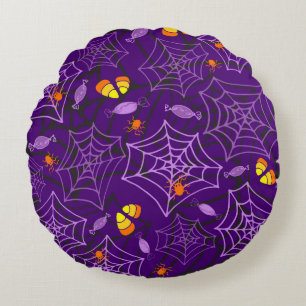Halloween Spiders & Candy Purple Pillow
