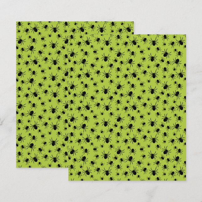 Halloween Spiders, Green Background with Spiders (Front/Back)