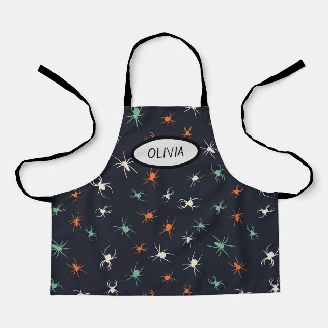 Halloween Spiders Personalised Kids Apron (Front)