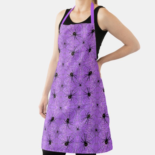 Halloween Spiders Purple Apron (Insitu)