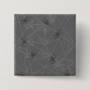 Halloween spiders web and pumpkins 15 cm square badge