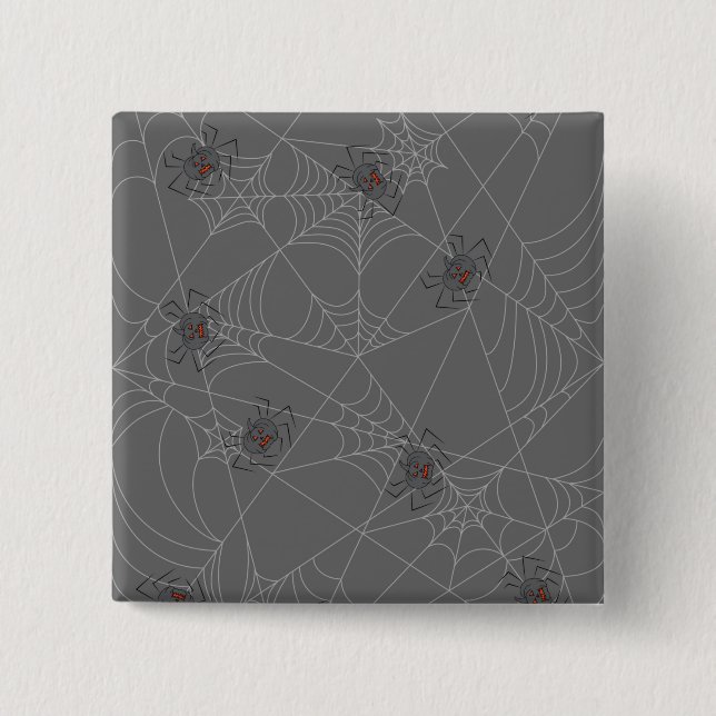 Halloween spiders web and pumpkins   15 cm square badge (Front)