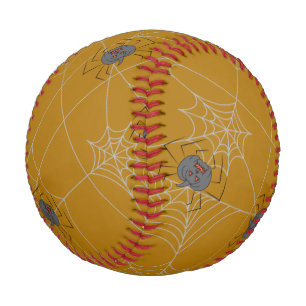 Halloween spiders web and pumpkins baseball