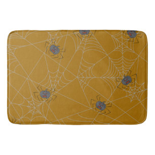 Halloween spiders web and pumpkins bath mat