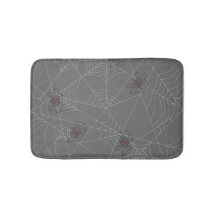 Halloween spiders web and pumpkins  bath mat