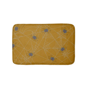 Halloween spiders web and pumpkins bath mat