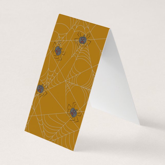 Halloween spiders web and pumpkins    business card (Back)