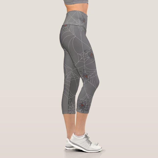 Halloween spiders web and pumpkins  capri leggings (Right)