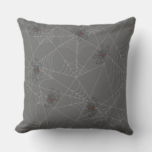 Halloween spiders web and pumpkins cushion
