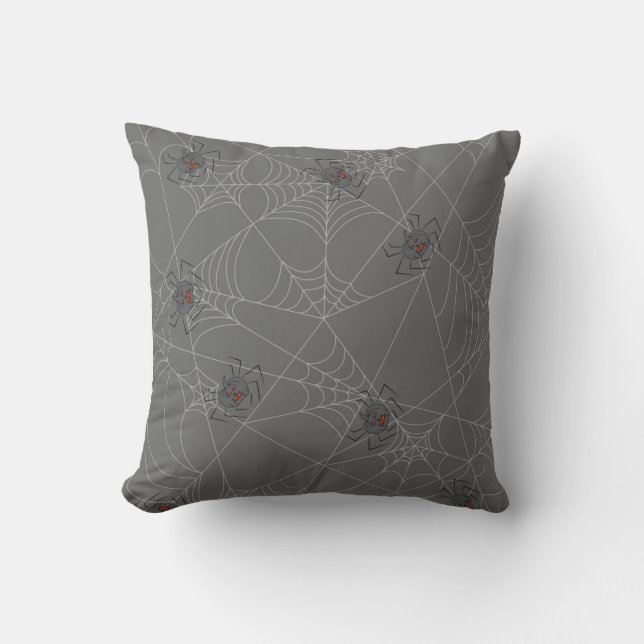 Halloween spiders web and pumpkins   cushion (Front)