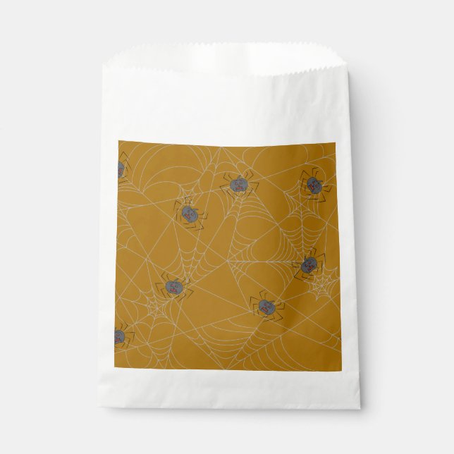 Halloween spiders web and pumpkins   favour bag (Front)