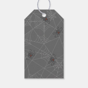 Halloween spiders web and pumpkins    gift tags