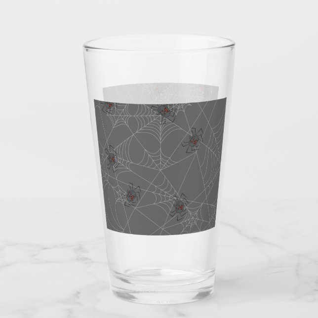 Halloween spiders web and pumpkins  glass (Front)