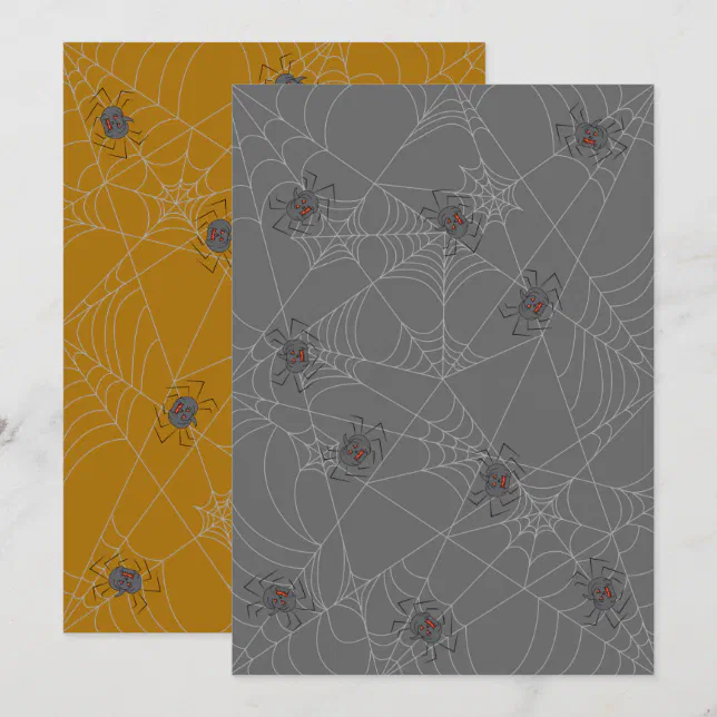 Halloween spiders web and pumpkins holiday card | Zazzle