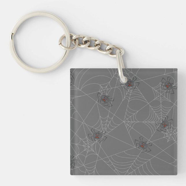 Halloween spiders web and pumpkins    key ring (Front)