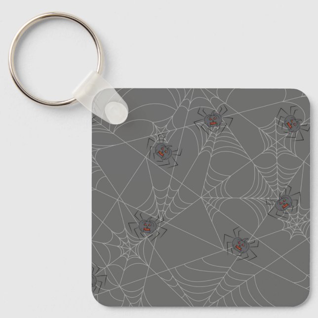 Halloween spiders web and pumpkins    key ring (Front)