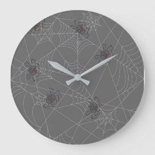 Halloween spiders web and pumpkins   large clock