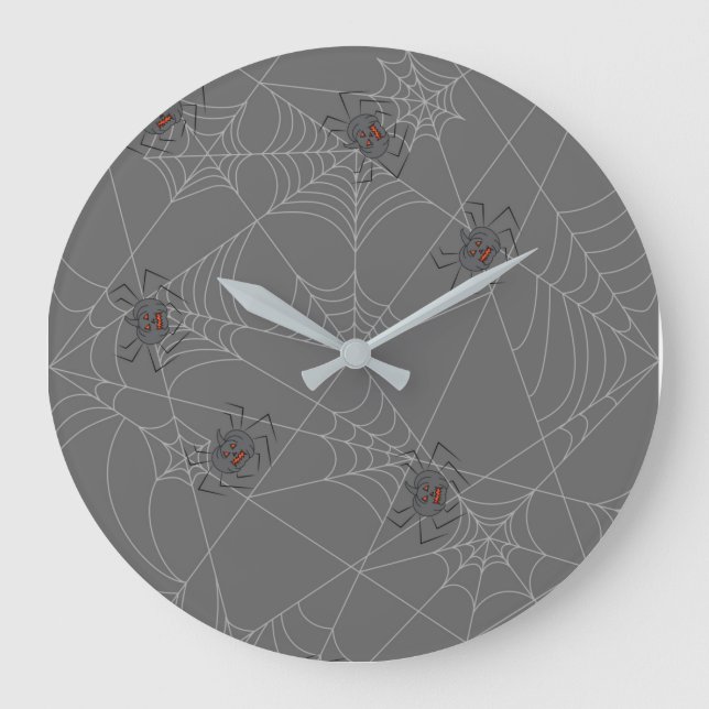 Halloween spiders web and pumpkins   large clock (Front)