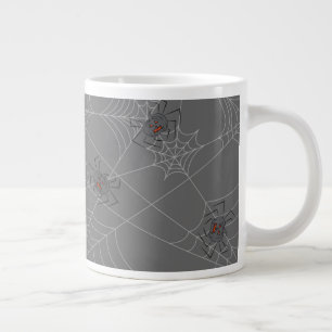Halloween spiders web and pumpkins large coffee mug