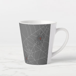 Halloween spiders web and pumpkins latte mug