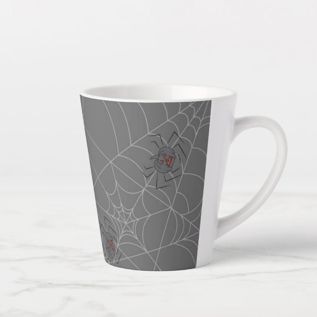 Halloween spiders web and pumpkins  latte mug (Right)