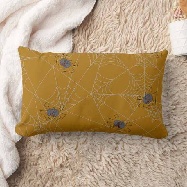 Halloween spiders web and pumpkins lumbar cushion (Blanket)