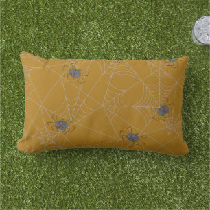 Halloween spiders web and pumpkins lumbar cushion