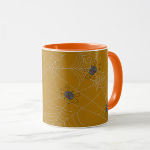 Halloween spiders web and pumpkins mug