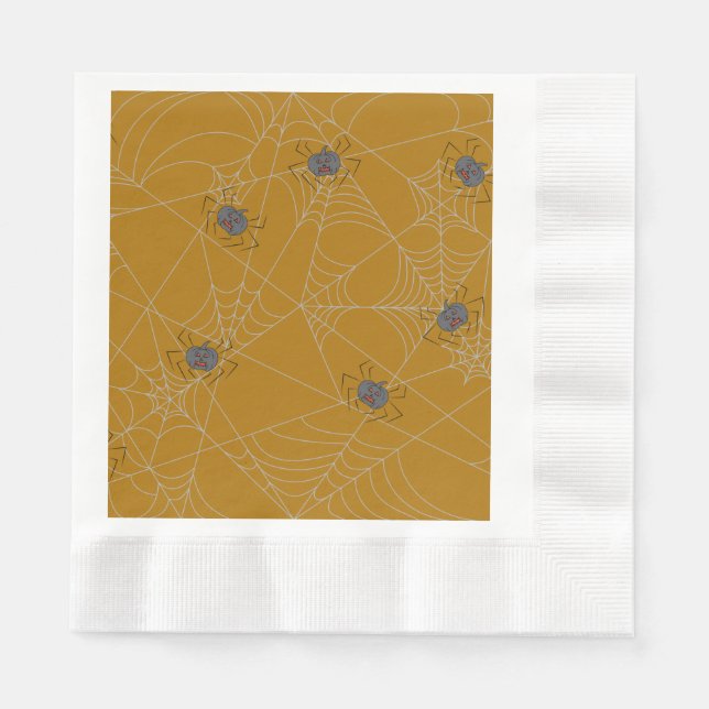 Halloween spiders web and pumpkins  napkin (Front)