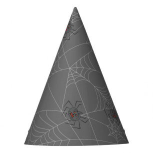 Halloween spiders web and pumpkins party hat