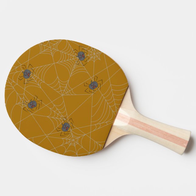 Halloween spiders web and pumpkins   ping pong paddle (Back Side)