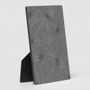 Halloween spiders web and pumpkins plaque