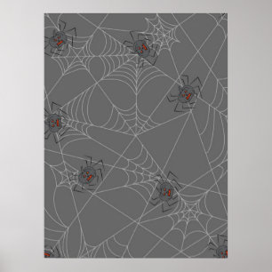 Halloween spiders web and pumpkins poster