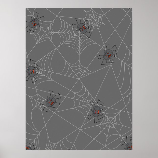 Halloween spiders web and pumpkins  poster (Front)