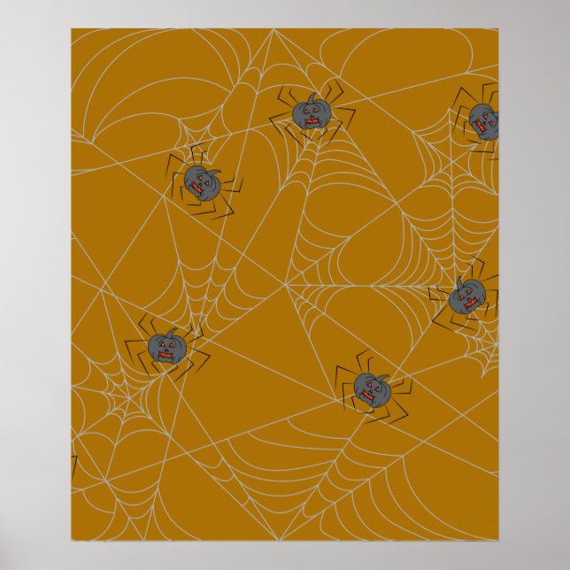 Halloween spiders web and pumpkins  poster (Front)
