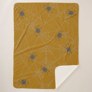 Halloween spiders web and pumpkins   sherpa blanket