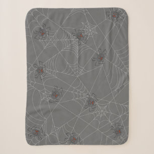 Halloween spiders web and pumpkins sherpa blanket