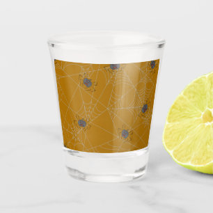 Halloween spiders web and pumpkins shot glass