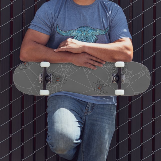 Halloween spiders web and pumpkins   skateboard (Outdoor 3)