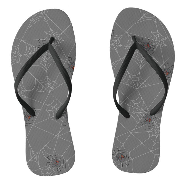 Halloween spiders web and pumpkins  thongs (Footbed)