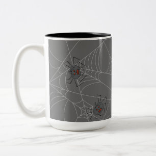 Halloween spiders web and pumpkins Two-Tone coffee mug