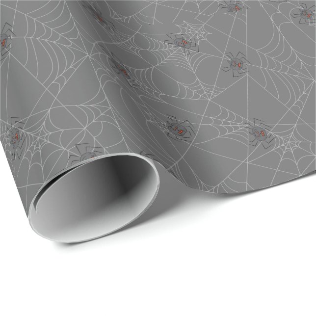 Halloween spiders web and pumpkins  wrapping paper (Roll Corner)