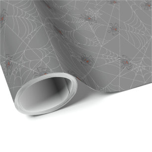 Halloween spiders web and pumpkins   wrapping paper