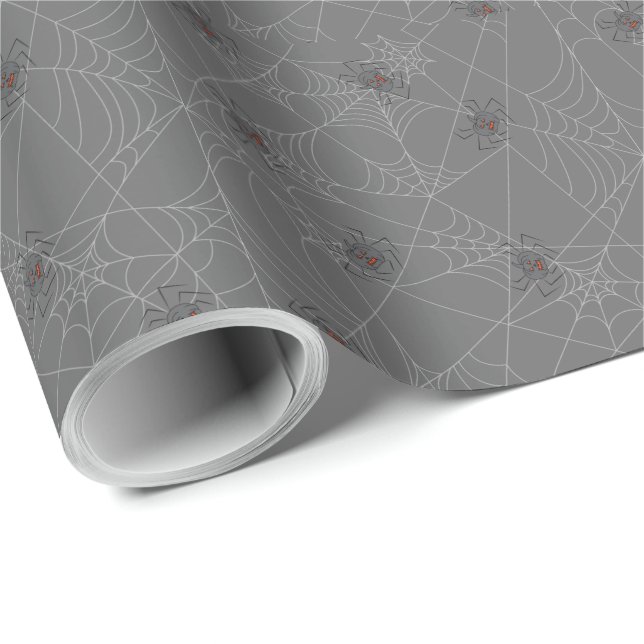 Halloween spiders web and pumpkins   wrapping paper (Roll Corner)