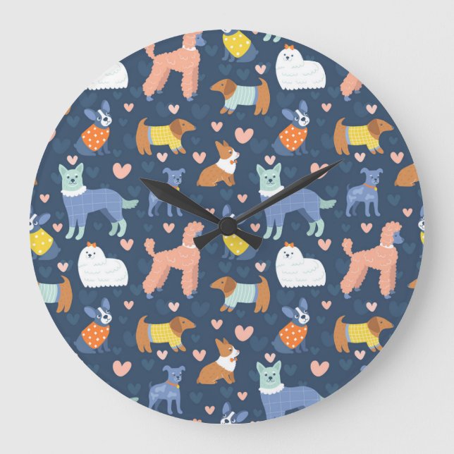 Halloween Spiders Web: Seamless Pattern Large Clock (Front)