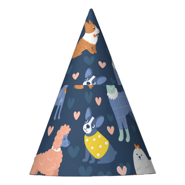 Halloween Spiders Web: Seamless Pattern Party Hat (Front)