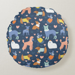Halloween Spiders Web: Seamless Pattern Round Cushion